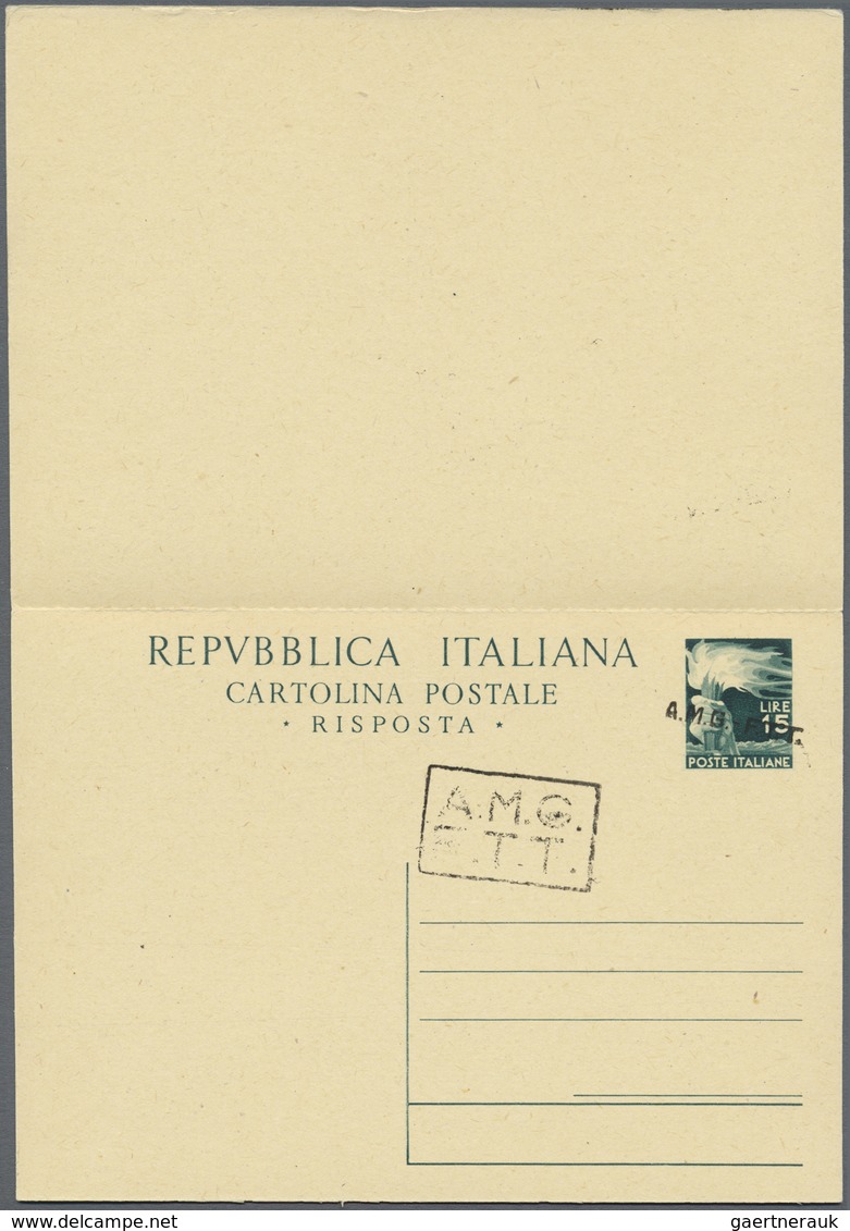 GA Triest - Zone A - Ganzsachen: 1950. Italian Paid Reply Postal Card 15/15 L Green With Type II Overpr - Marcofilie