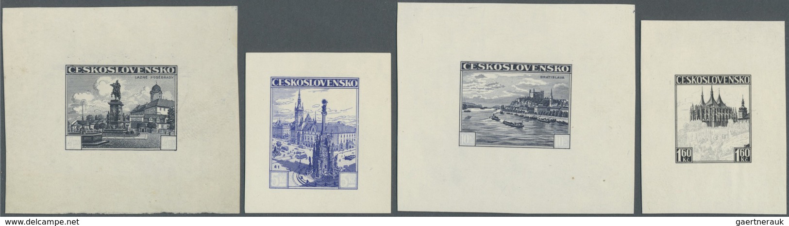 (*) Tschechoslowakei: 1936/1937. Lot Of 10 Epreuves D'artiste For The Complete Definitives Landscapes Se - Lettres & Documents