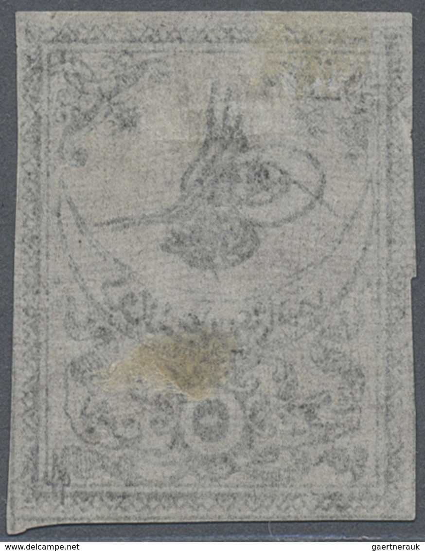 (*) Türkei: 1862, 5pi Black On Rose With Dividing Lines, Proof With Smached Background, Full Margins, Ti - Brieven En Documenten