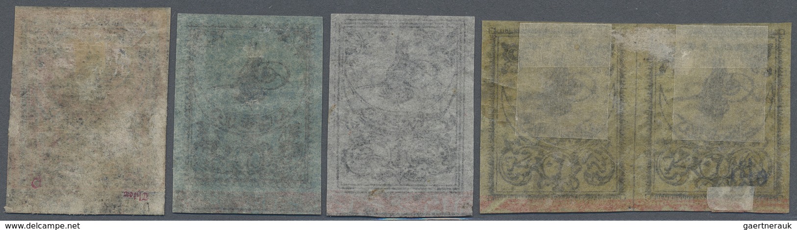 O Türkei: 1863, 20 Para Yellow Pair, 1 Pia. Grey, 2 Pia Blue And 5 Pia. Rose All Second Printing Used, - Brieven En Documenten
