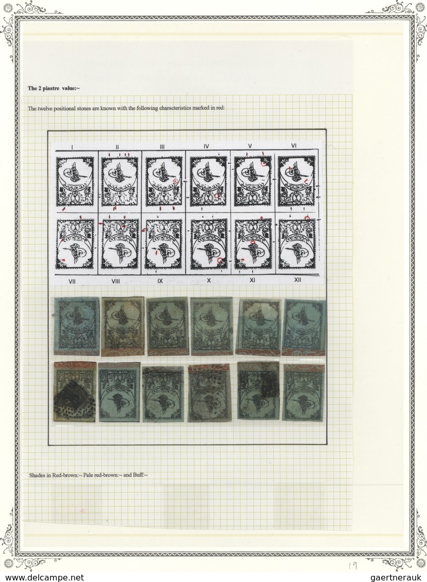 */O Türkei: 1863, 2 Pia Blue 12 Stamps Showing All 12 Types Of Block-report, Six Mint Original Gum And S - Brieven En Documenten