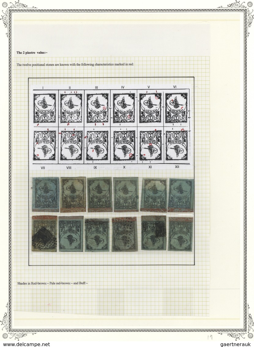 */O Türkei: 1863, 2 Pia Blue 12 Stamps Showing All 12 Types Of Block-report, Six Mint Original Gum And S - Lettres & Documents