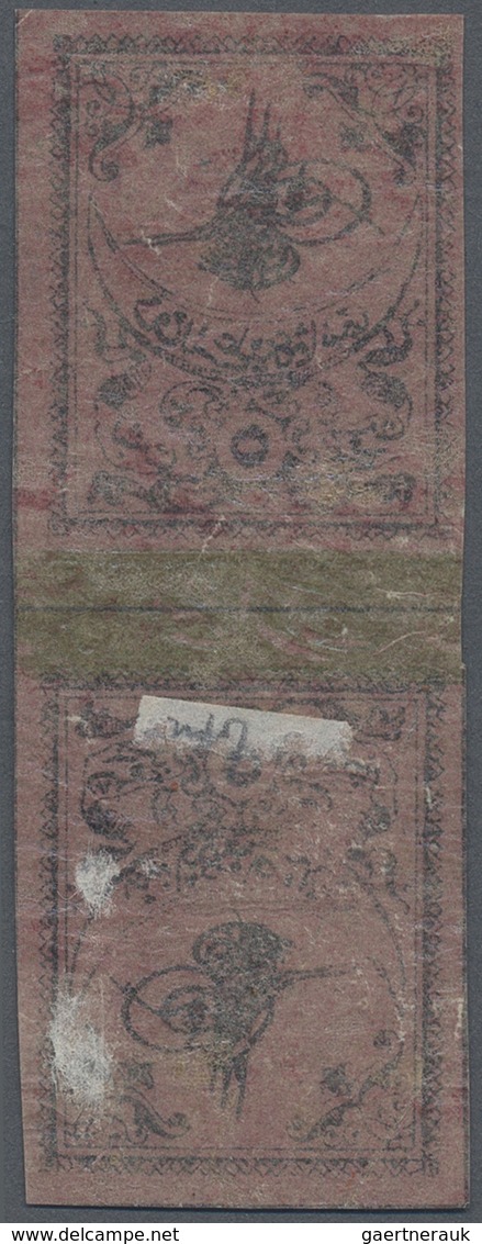 Türkei: 1863, 5 Piaster Deep Rose Tete-beche Pair With Green Fancy Proof Border Instead Of Blue At C - Brieven En Documenten