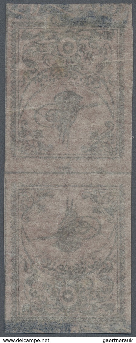 (*) Türkei: 1863, 5 Pia. Rose Tete-beche Pair With Blue Border, Second Print On Thin Paper, Mint No Gum, - Brieven En Documenten