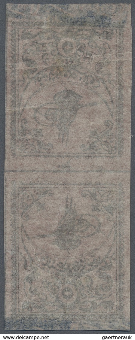 (*) Türkei: 1863, 5 Pia. Rose Tete-beche Pair With Blue Border, Second Print On Thin Paper, Mint No Gum, - Lettres & Documents