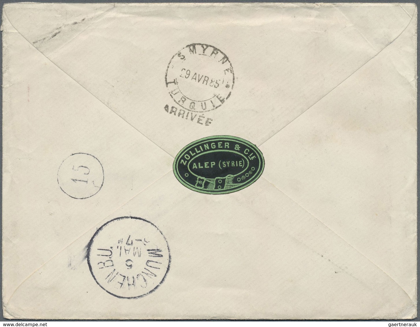 Br Türkei: 1885, Pair 2 Pia Yellowish Brown On Cover Tied By "ALEP TURQUIE 23/4/85" Cds. UPU Registrati - Lettres & Documents