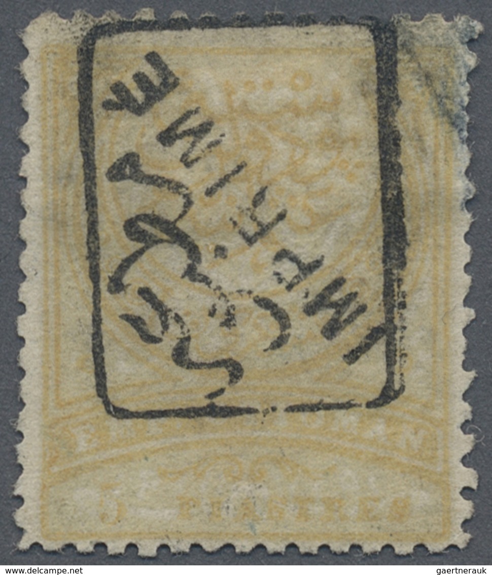 O Türkei: 1891, 5 Pia. Ocher "IMPRIME" Overprinted, Top Right Corner Cancelled, Fresh Color, Fine And - Lettres & Documents