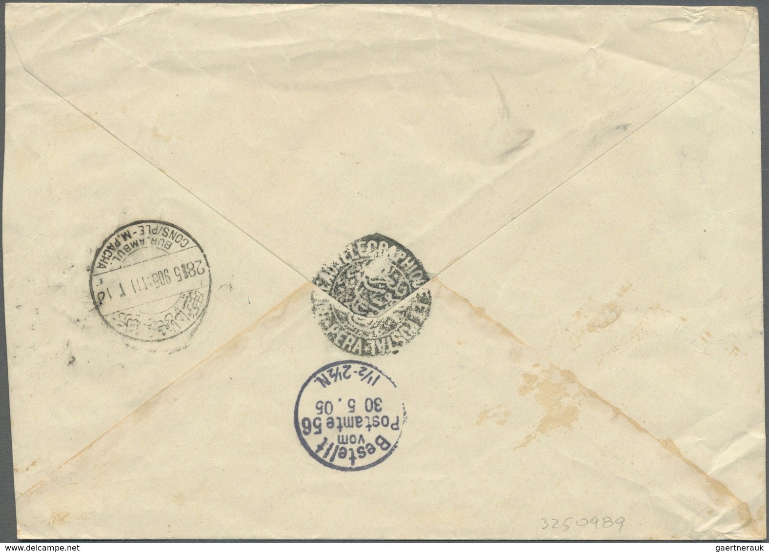 Br Türkei: 1901, 2 Pia. Orange Tied By Blue Bilingual Cds. "PERA 25.MAI.05" To Registered Cover "DÉPÊCH - Lettres & Documents