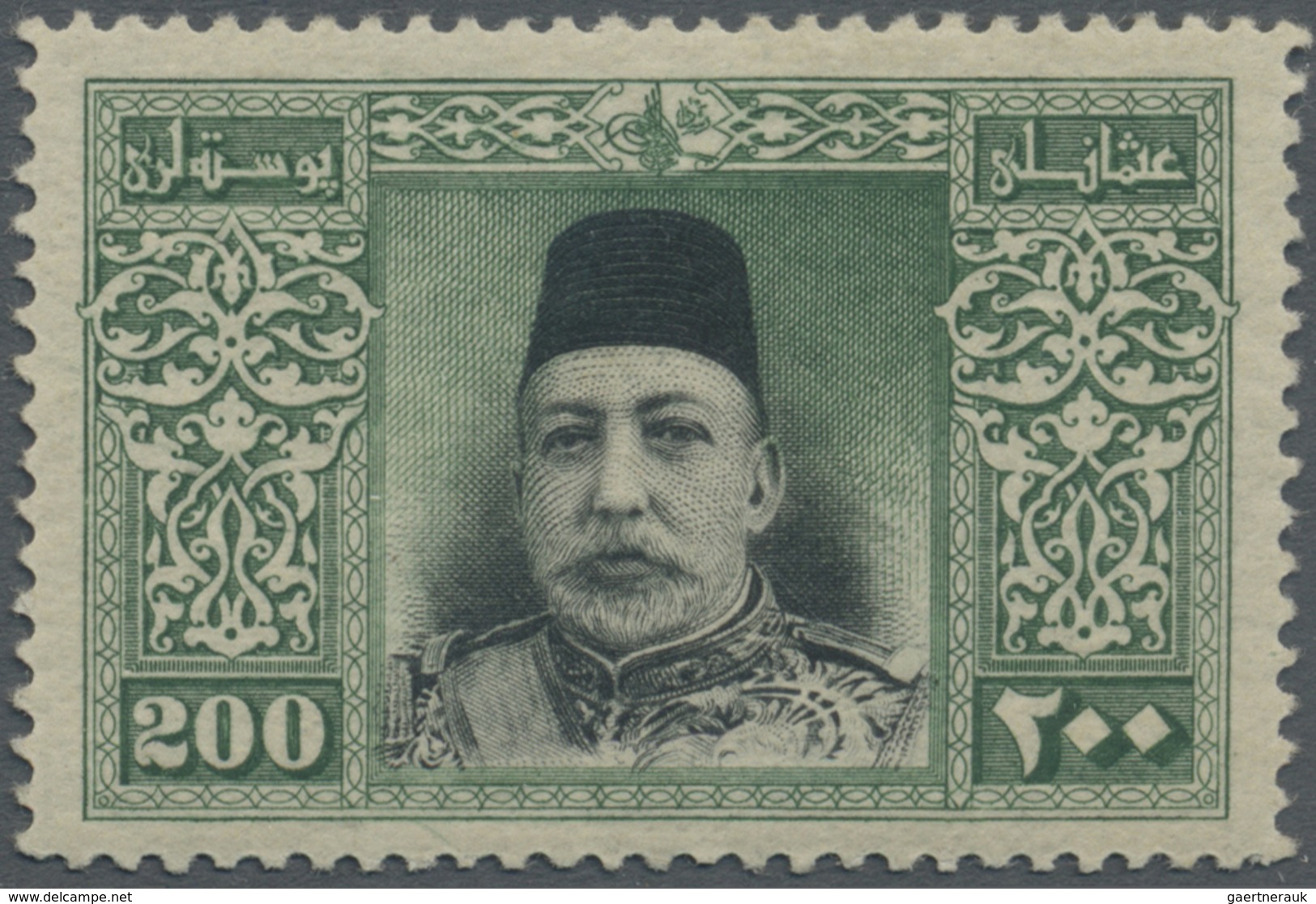 (*) Türkei: 1914, Sultan Mehemed V. 200 Ghr. Green And Black, Unused With Original Gum, Fine - Brieven En Documenten