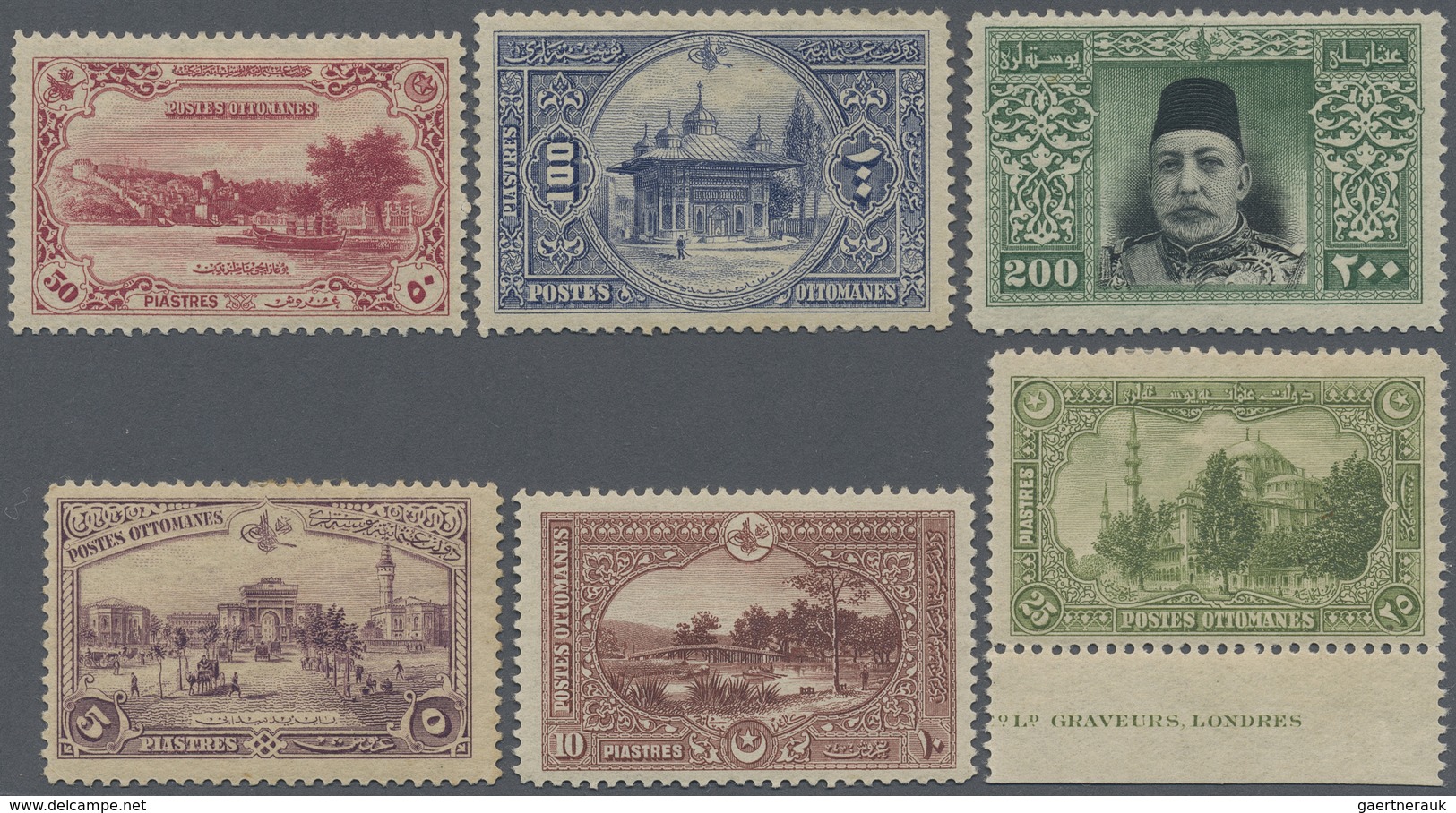 * Türkei: 1914, First London Printing Complete Set Of 17 Values, 200 Pia. Signed Diena, Mint Hinged, V - Brieven En Documenten