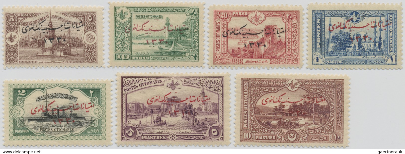 * Türkei: 1914, Complete Set Of Seven Values Mint Hinged, Fine And Fresh, Michel Catalogue Value 300,- - Brieven En Documenten