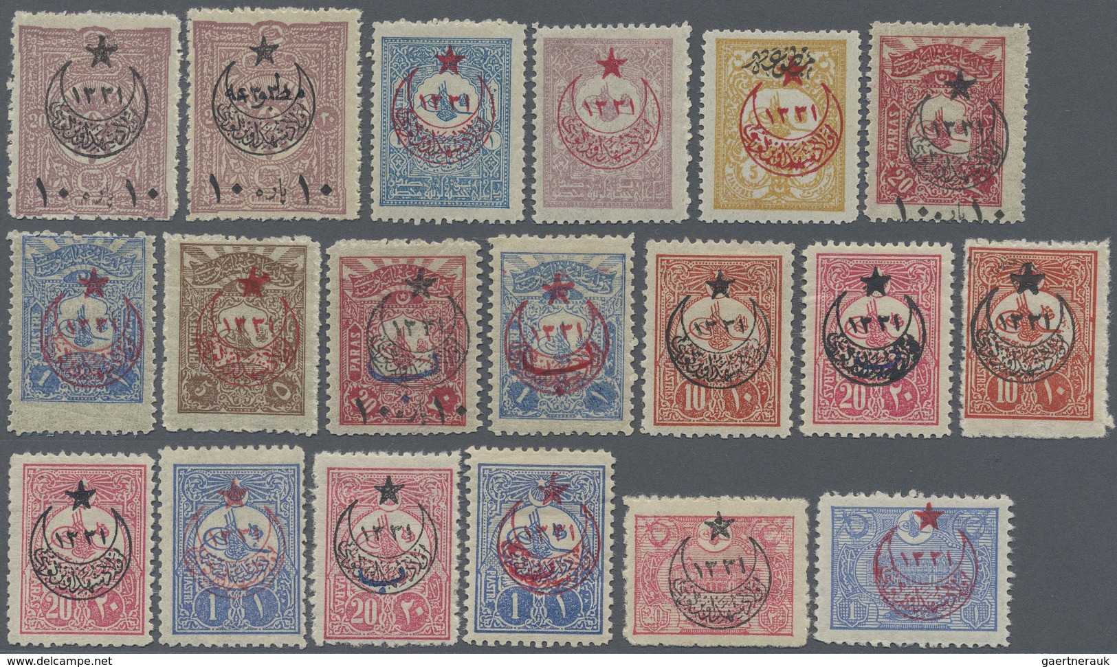 * Türkei: 1916, Five Pointed Star For Tax Orphans Set Of 25 Values Including Mi.368 And 372, Mint Hing - Lettres & Documents