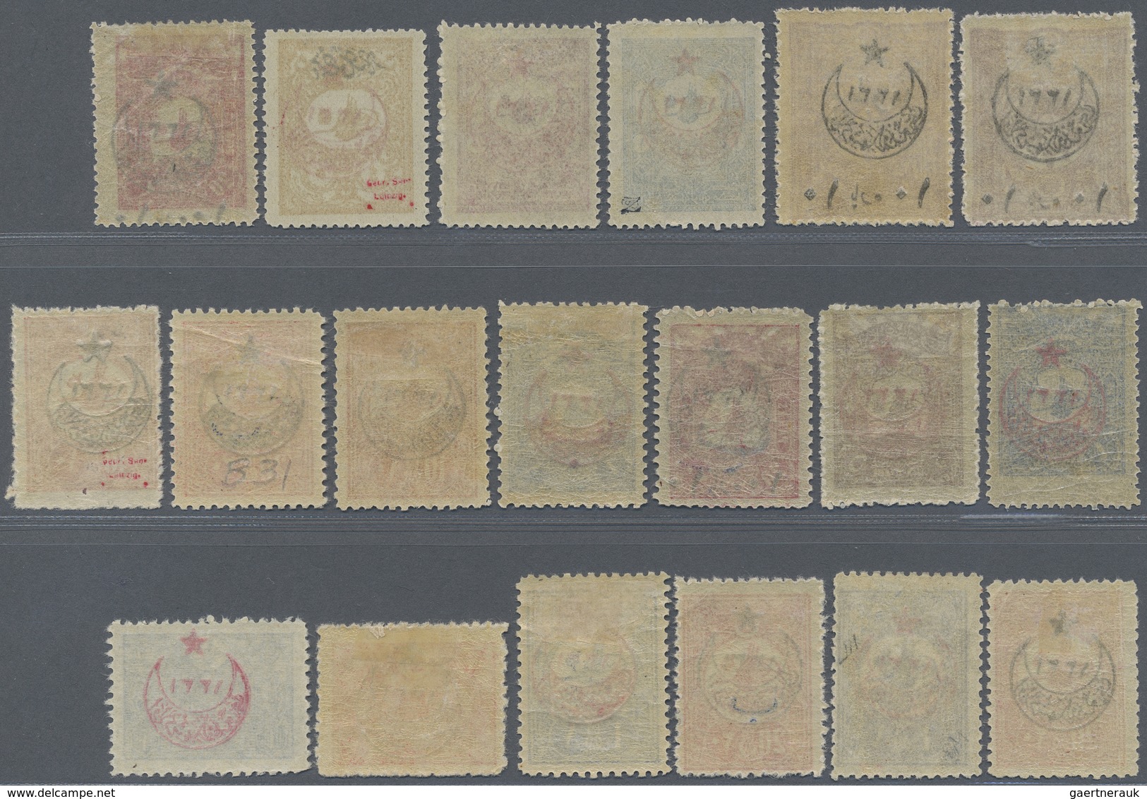 * Türkei: 1916, Five Pointed Star For Tax Orphans Set Of 25 Values Including Mi.368 And 372, Mint Hing - Lettres & Documents