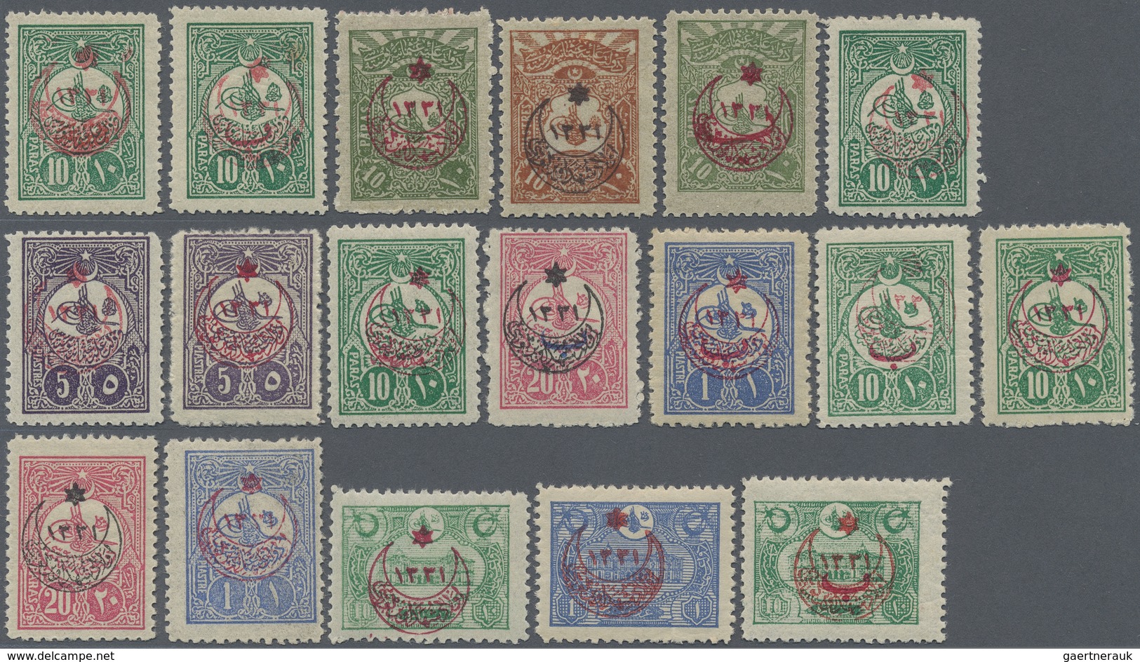 * Türkei: 1915, Six Pointed Star For Tax Orphans Complete Set Of 18 Values Including Mi.335 (signed) A - Brieven En Documenten