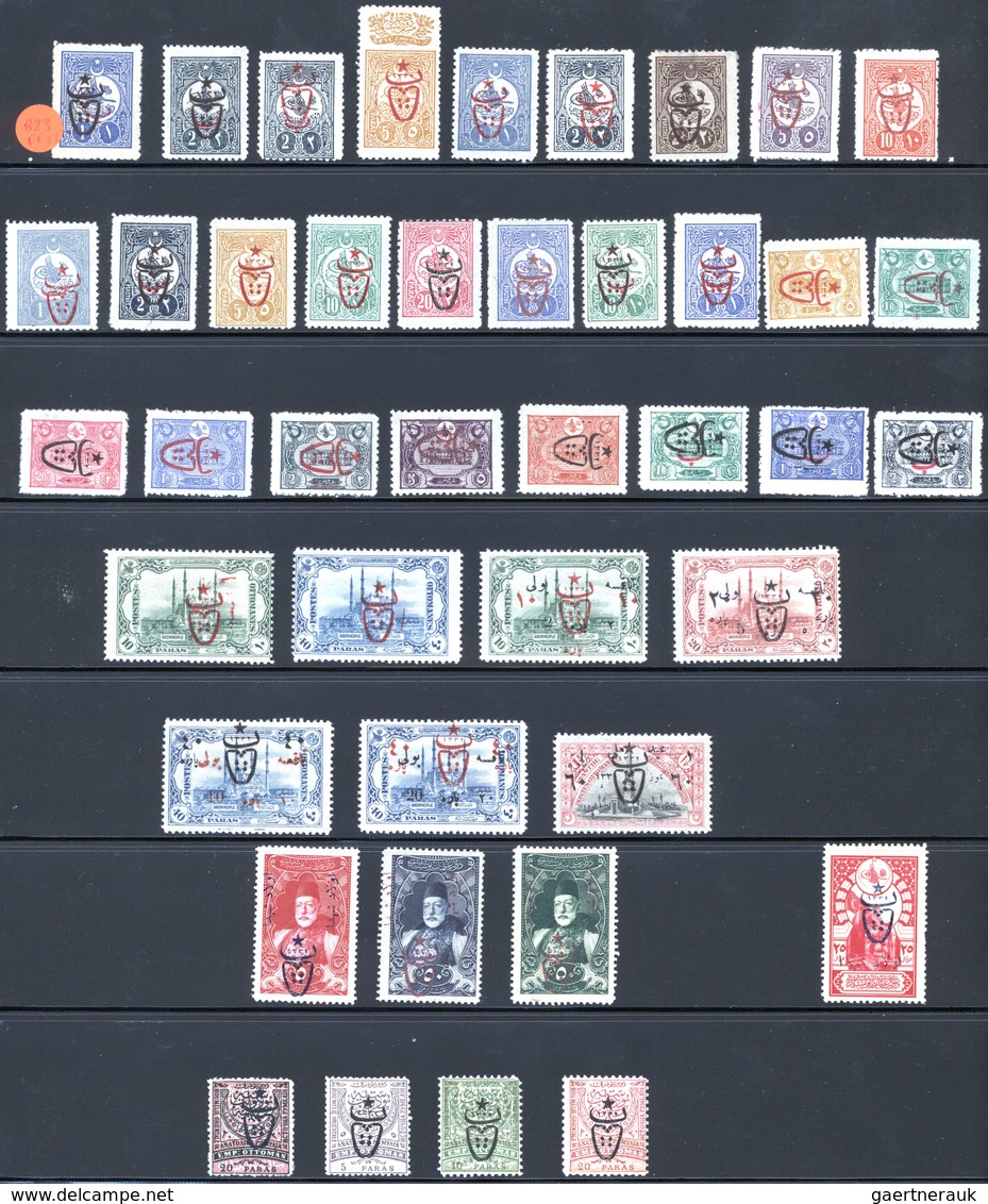 * Türkei: 1917, "PTT" (OX-HEAD) Surcharged Standard Set Of 145 Stamps, All Mint Hinged, Fine To Very F - Lettres & Documents