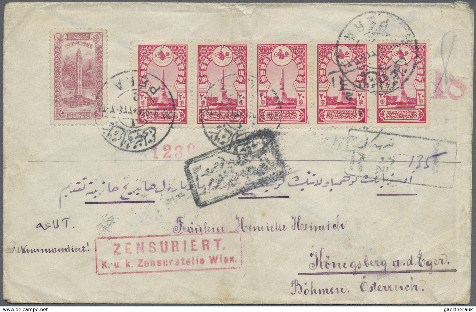 Br Türkei: 1918, Registered Letter With Decorative Franking From PERA Via Stamboul To Königsberg With R - Lettres & Documents