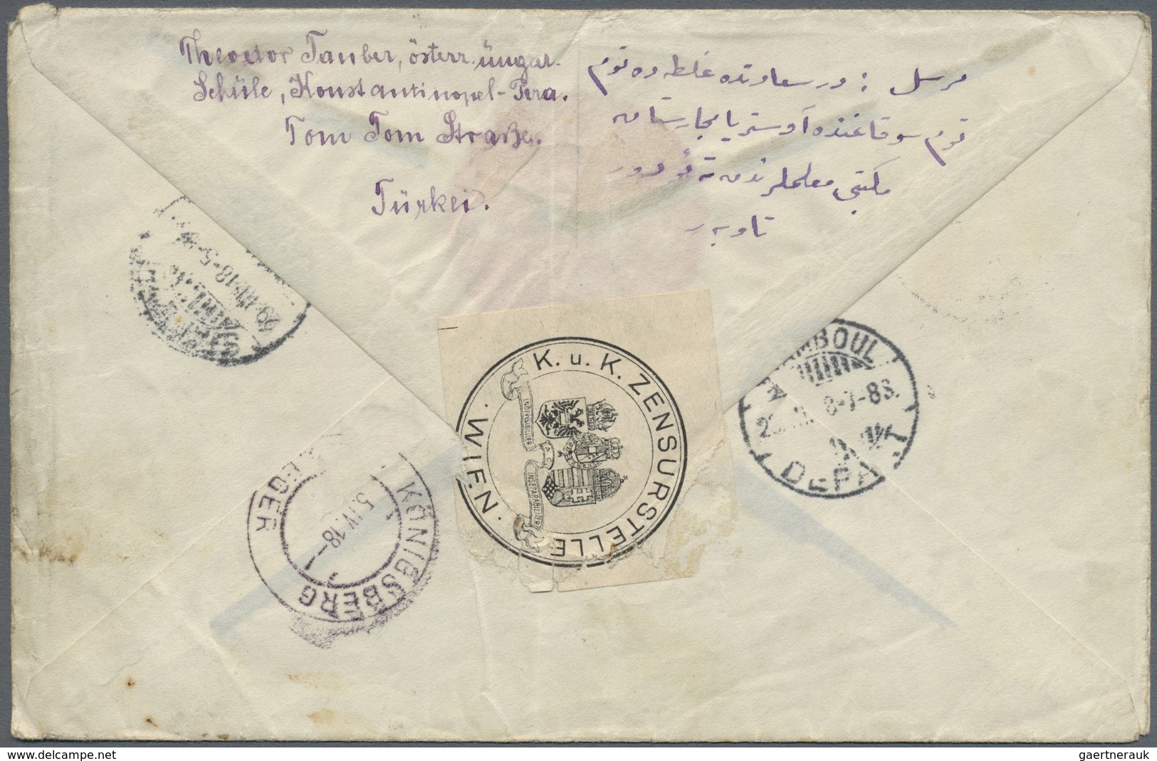 Br Türkei: 1918, Registered Letter With Decorative Franking From PERA Via Stamboul To Königsberg With R - Brieven En Documenten