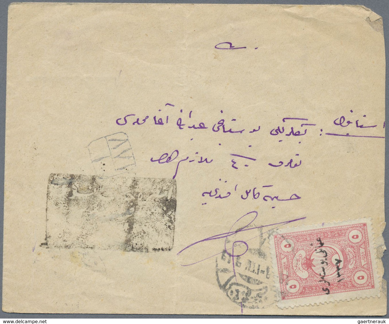 Br Türkei: 1921, 5 Pia. Red Single On Cover Tied By "ANKARA 8" Cds. And All Arabic Boxed Negative Censo - Brieven En Documenten