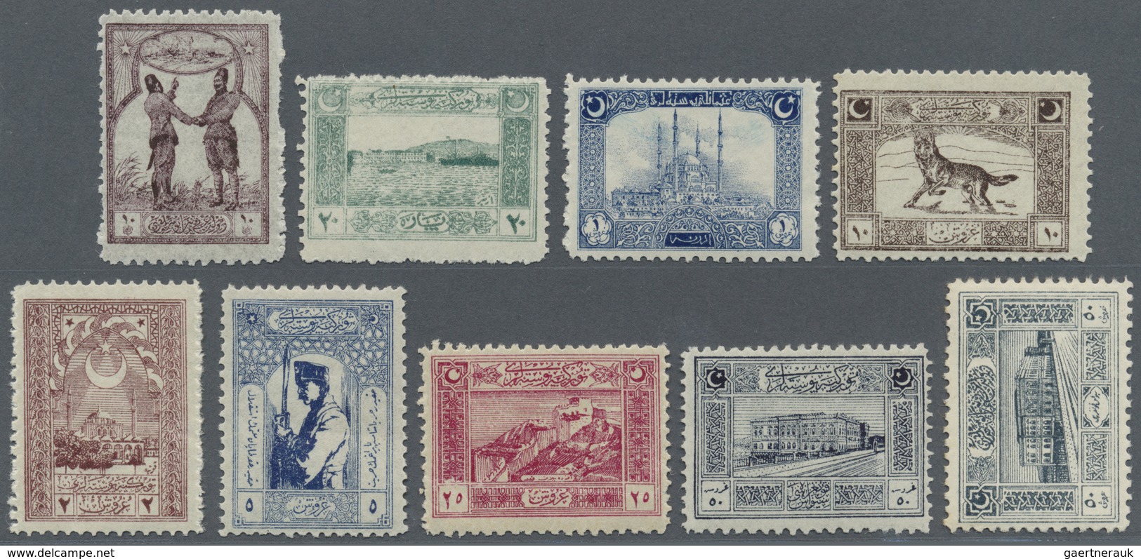 ** Türkei: 1922, Genoa Printing Complete Set Fine Mint Never Hinged, 100 Pia. Toned Perfs At Top Left, - Lettres & Documents