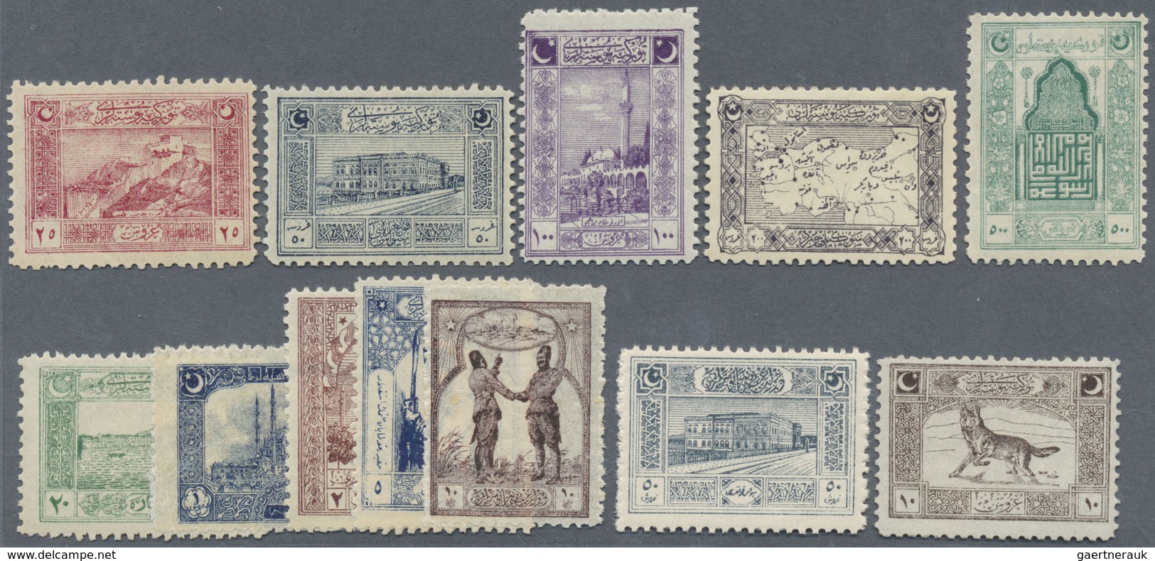 ** Türkei: 1922, Pictorial Definitive Issue Printed In Genoa, The Complete Set Of Twelve Values All Min - Lettres & Documents