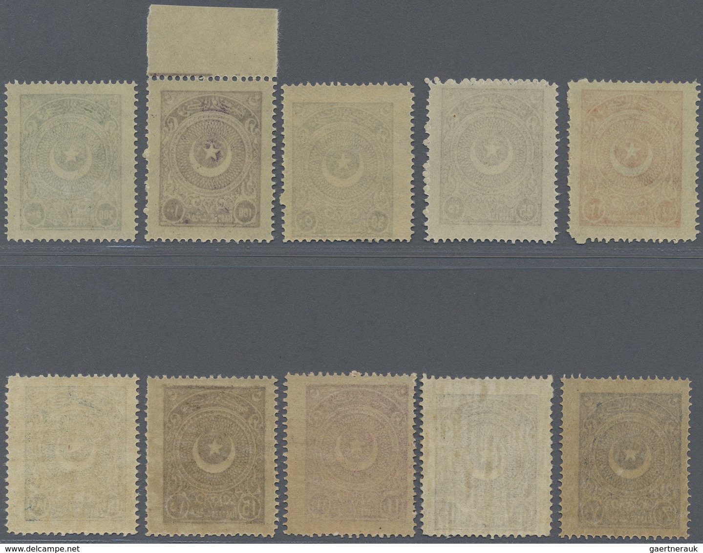 ** Türkei: 1923, Star And Moon First Issue Set Of 21 Values Up To 500 Pia. Green, Mint Never Hinged, Ve - Lettres & Documents