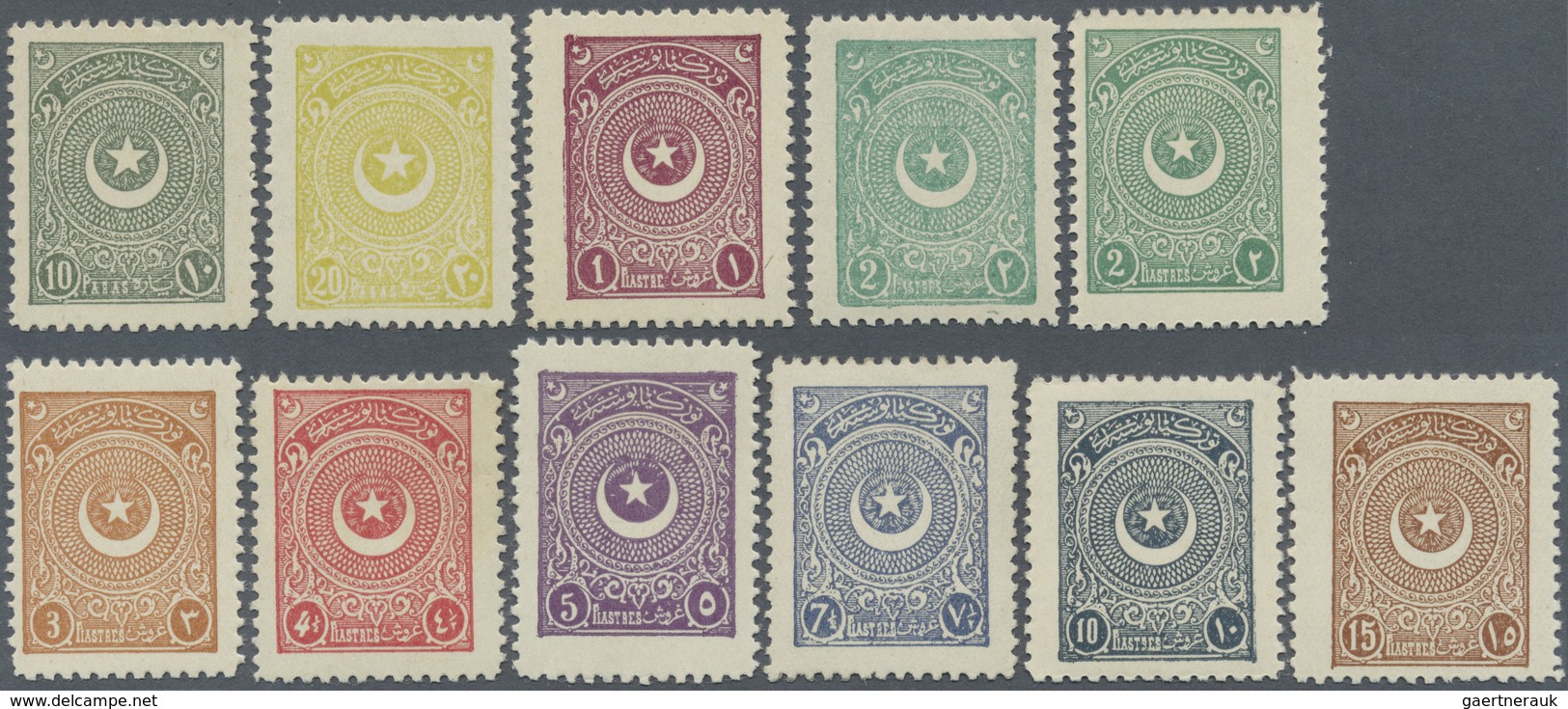 ** Türkei: 1924, Star & Crescent Second Issue Perf. 10 3/4 On Thick Paper, Complete Set Of 11 Values, M - Lettres & Documents