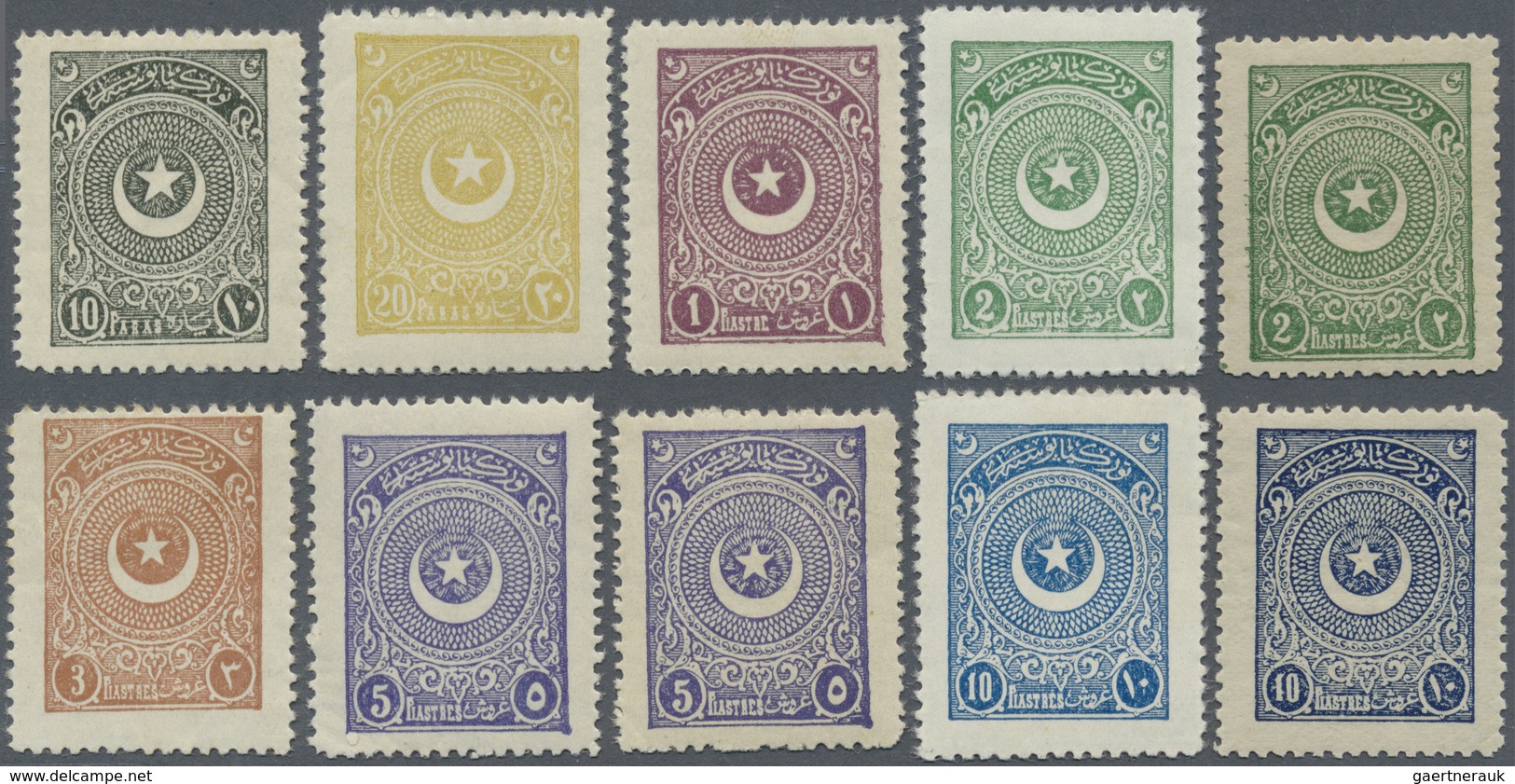 ** Türkei: 1924, Star & Crescent Third Issue Perf. 12 On Thick Paper, Complete Set Of 10 Values, Mint N - Brieven En Documenten