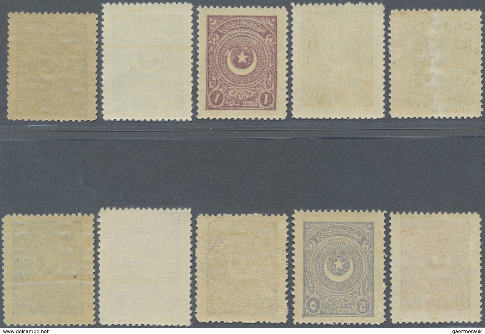 ** Türkei: 1924, Star & Crescent Third Issue Perf. 12 On Thick Paper, Complete Set Of 10 Values, Mint N - Brieven En Documenten