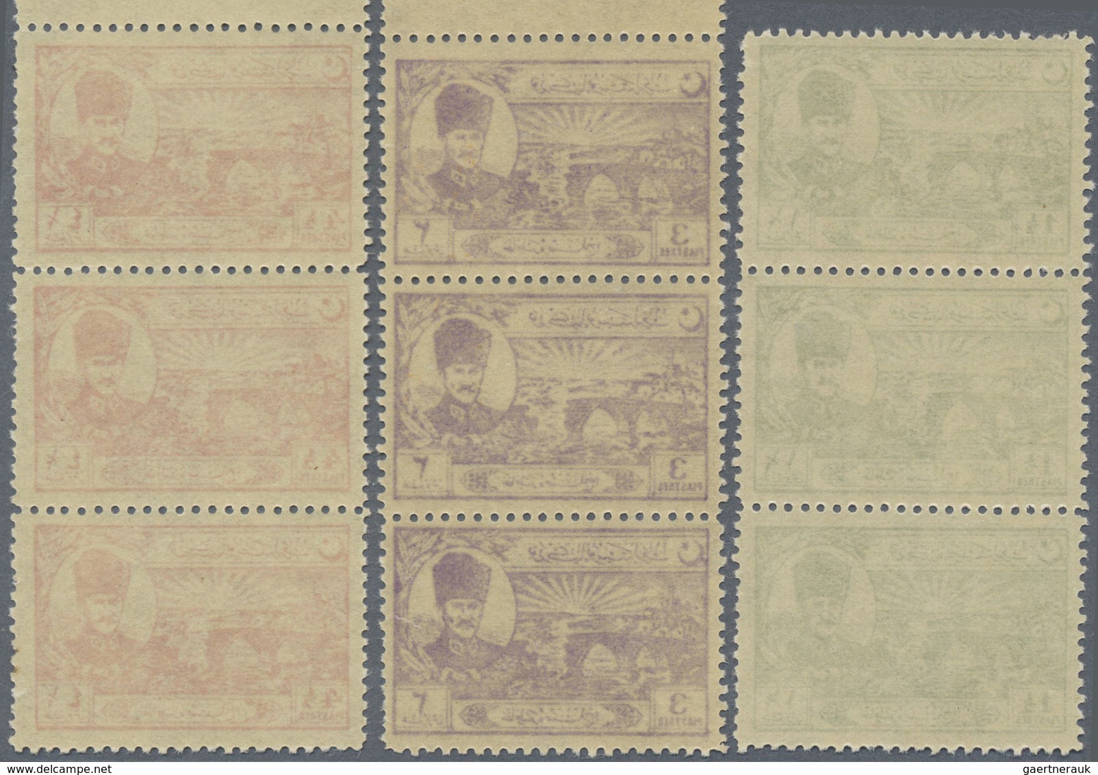 ** Türkei: 1924, Lausanne Complete Set Of Eight Values In Strips Of Three, Six With Margins, Mint Never - Brieven En Documenten