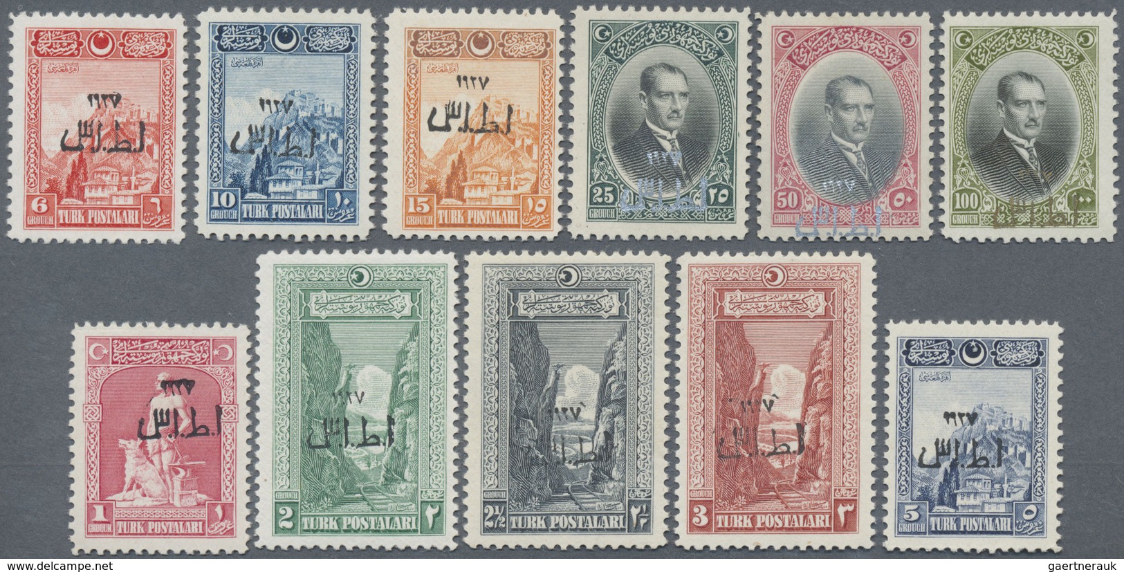 ** Türkei: 1927, Smyrna Fair Complete Set Of 11 Values, Mint Never Hinged, Few Toned Spots, Fine, Catal - Brieven En Documenten