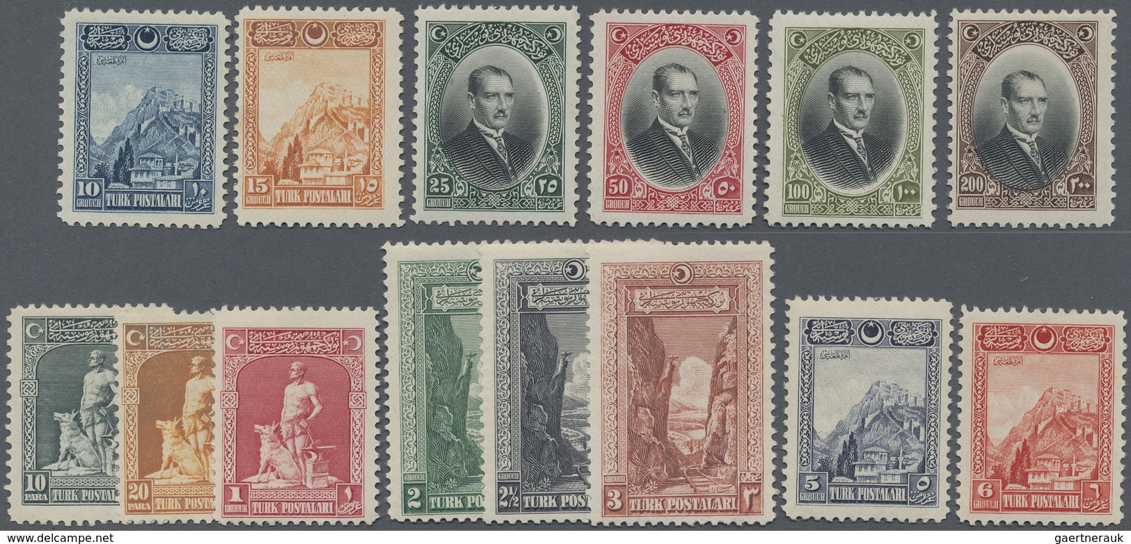 ** Türkei: 1929, Atatürk Third London Printing Issue, Complete Set Of 14 Values Mint Never Hinged, Very - Brieven En Documenten
