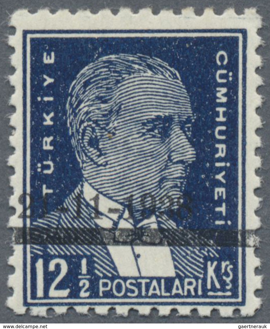 ** Türkei: 1938, 12 1/2 Krs. Indigo Blue Atatürk Mourning Issue On Mat Paper, Mint Never Hinged, Very F - Lettres & Documents