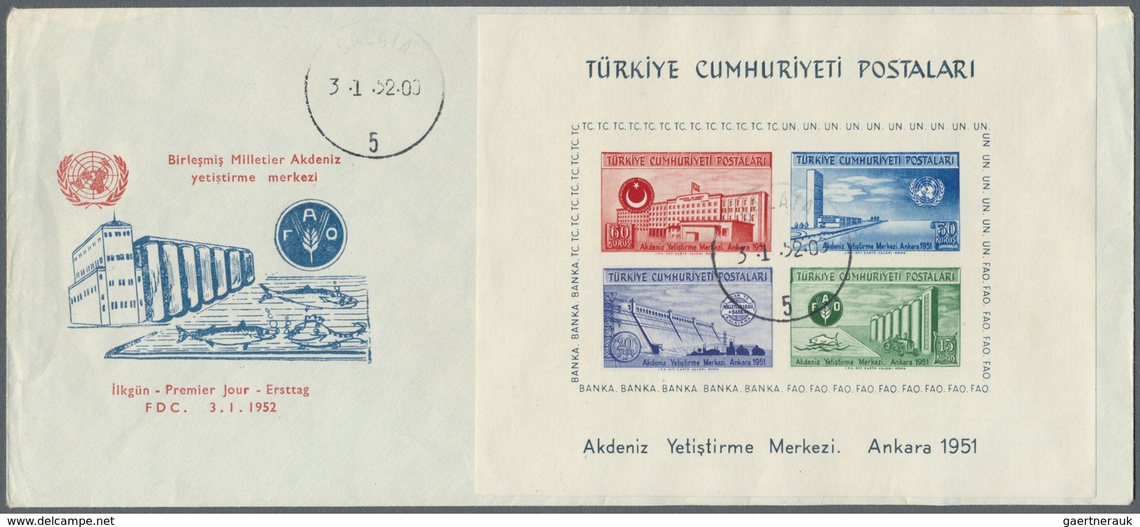 Br Türkei: 1951, FAO Souvenir Sheet On First Day Cover, Cover With Small Creases At Left, Otherwise Fin - Lettres & Documents