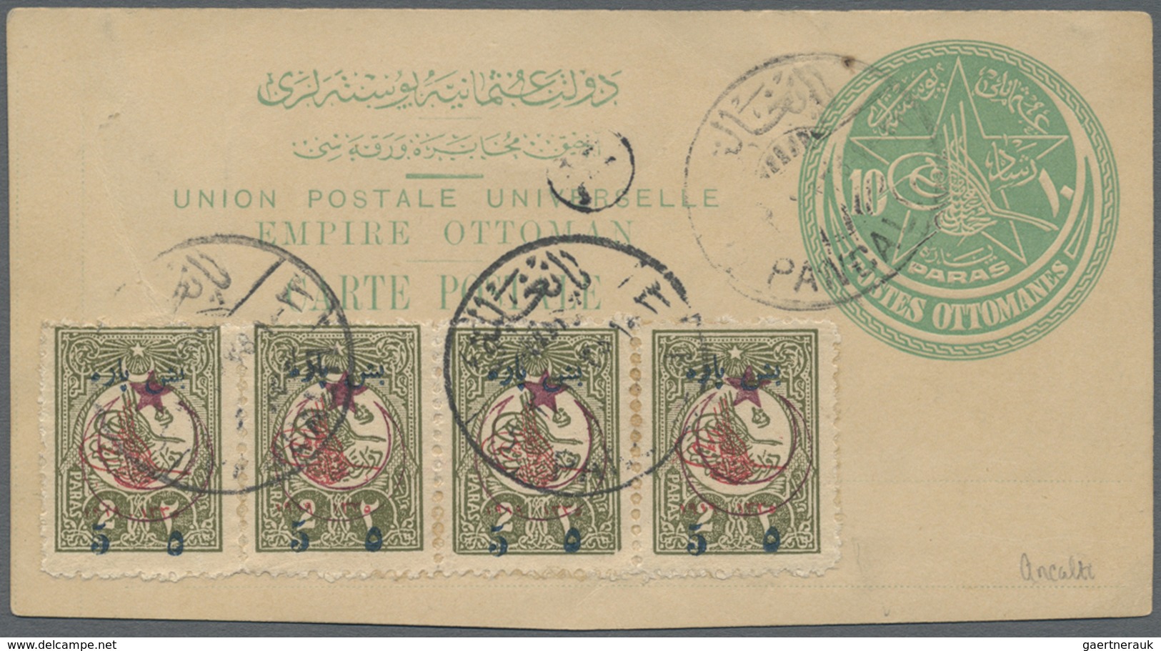 Brfst Türkei - Militär-Feldpost: 1919, 5pa. On 2pa. Olive, Horiz. Strip Of Four, On Large Fragment Of Stat - Andere & Zonder Classificatie