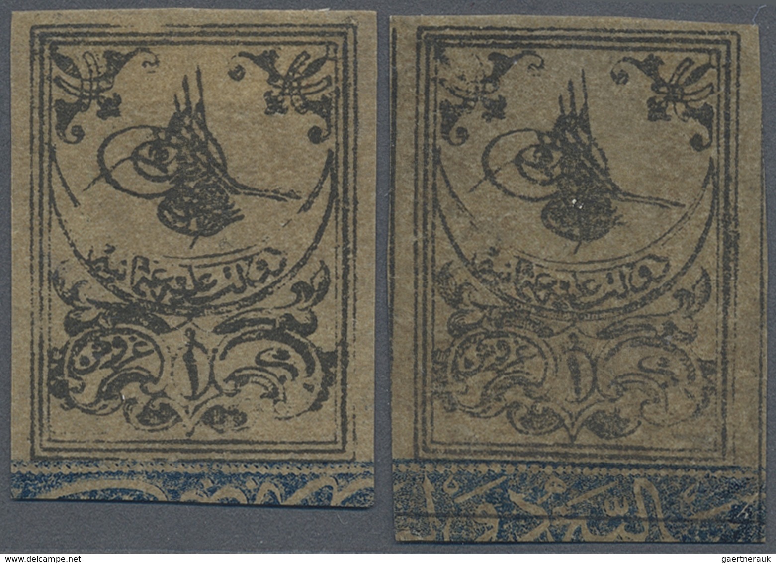 (*) Türkei - Portomarken: 1863, Postage Due 1pi Black On Brown, Mint No Gum Two Stamps Showing Shades, F - Postage Due