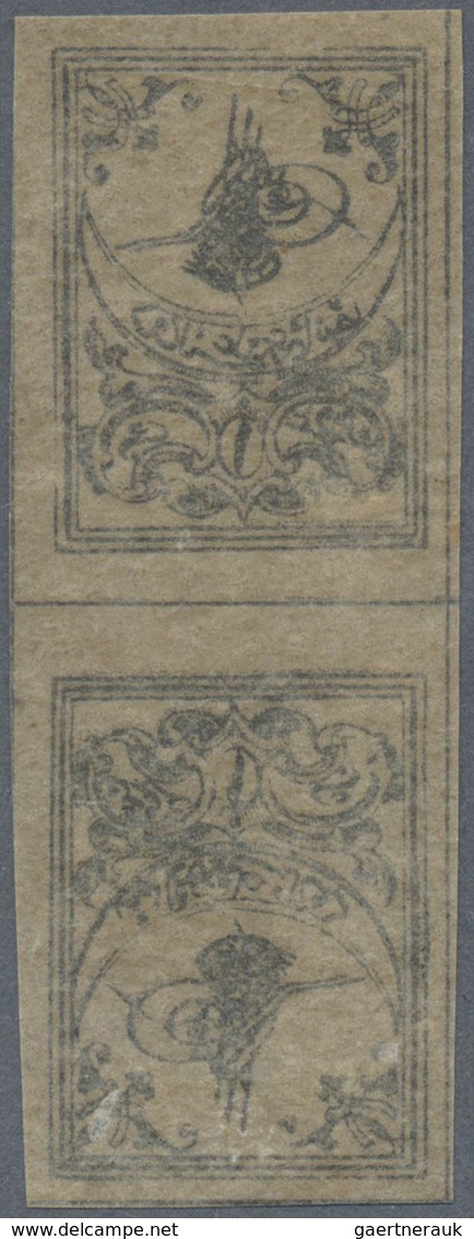 * Türkei - Portomarken: 1863, 1 Pia Brown Postage Due Tete-beche Pair Without Border, Original Gummed - Timbres-taxe