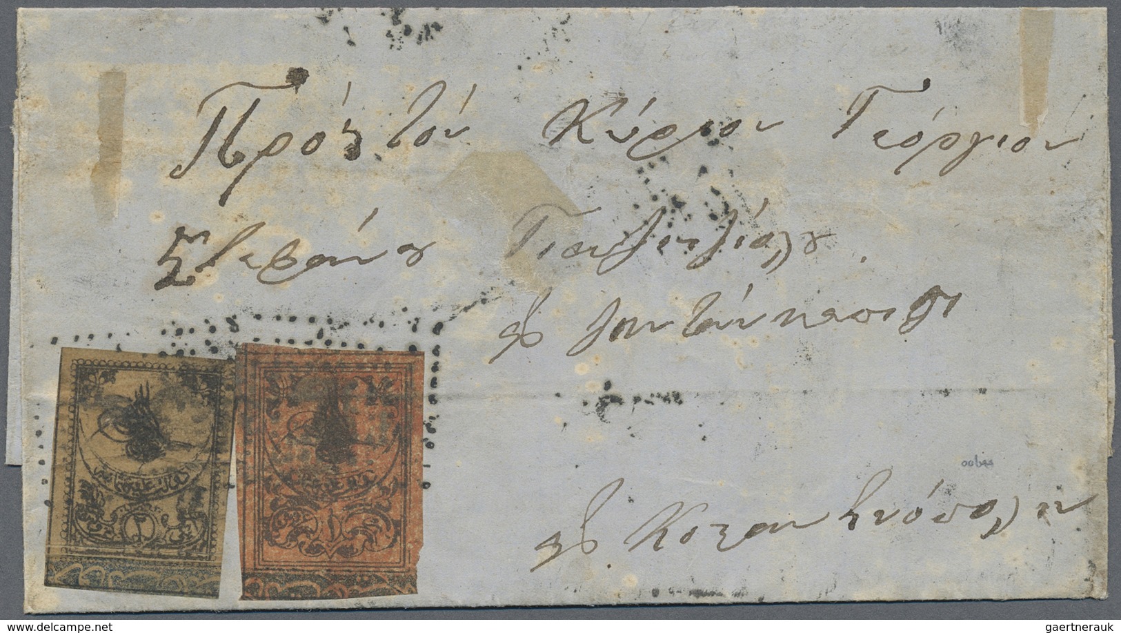 Br Türkei - Portomarken: 1863, Folded Envelope Bearing Postage Due 1 Pia. Redbrown And 2 Pia. Brown, Ti - Postage Due