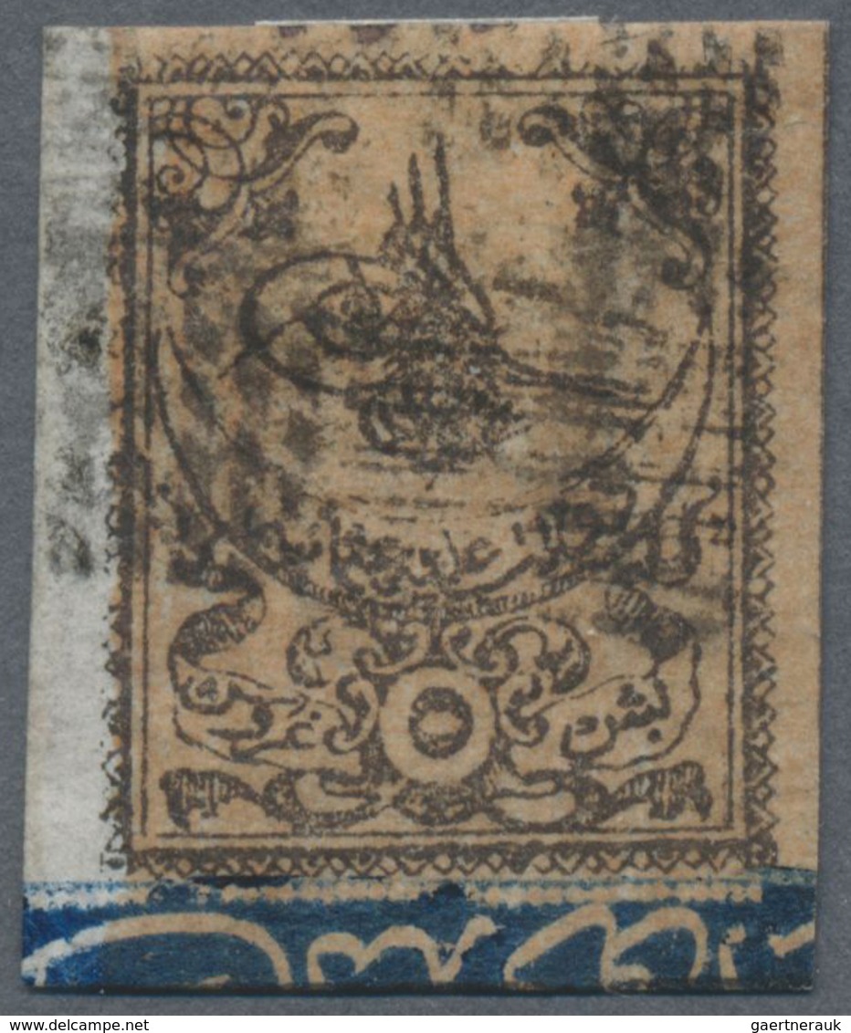 O Türkei - Portomarken: 1863, Postage Due 5pi Black On Brick Left Margin Showing Variety "missing Ink - Timbres-taxe