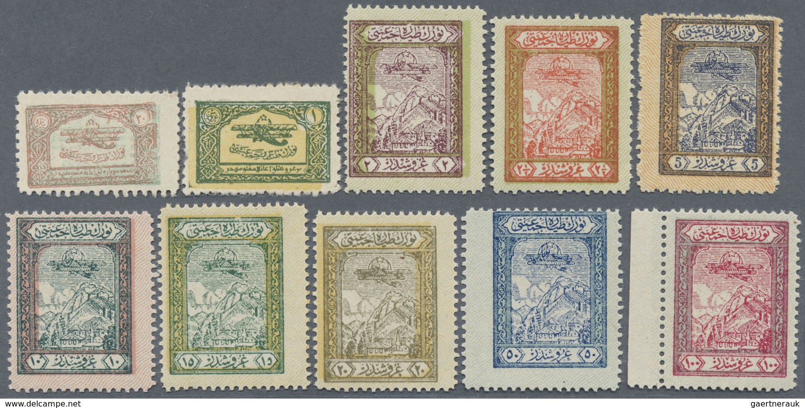 ** Türkei - Zwangszuschlagsmarken Für Die Luftfahrt: 1927, Air Mail Complete Set Of Ten Values, Mint Ne - Poste Aérienne