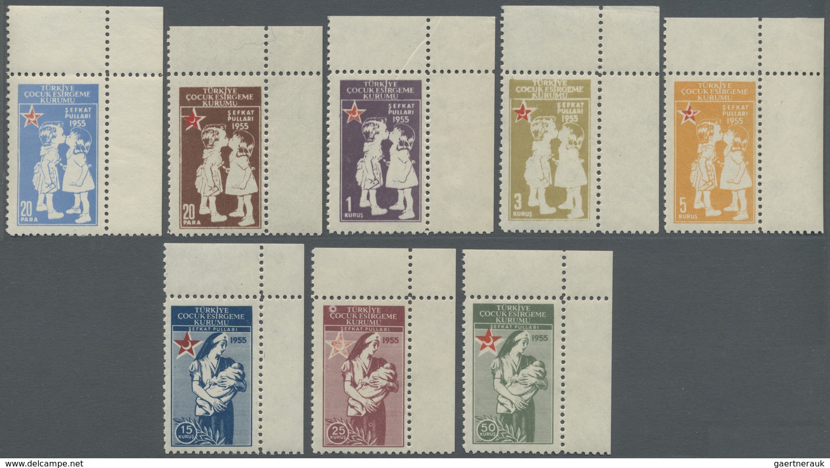 ** Türkei - Zwangszuschlagsmarken Für Den Roten Halbmond: 1955, Complete Set Of 11 Values MNH, (Mi.€ 1. - Timbres De Bienfaisance