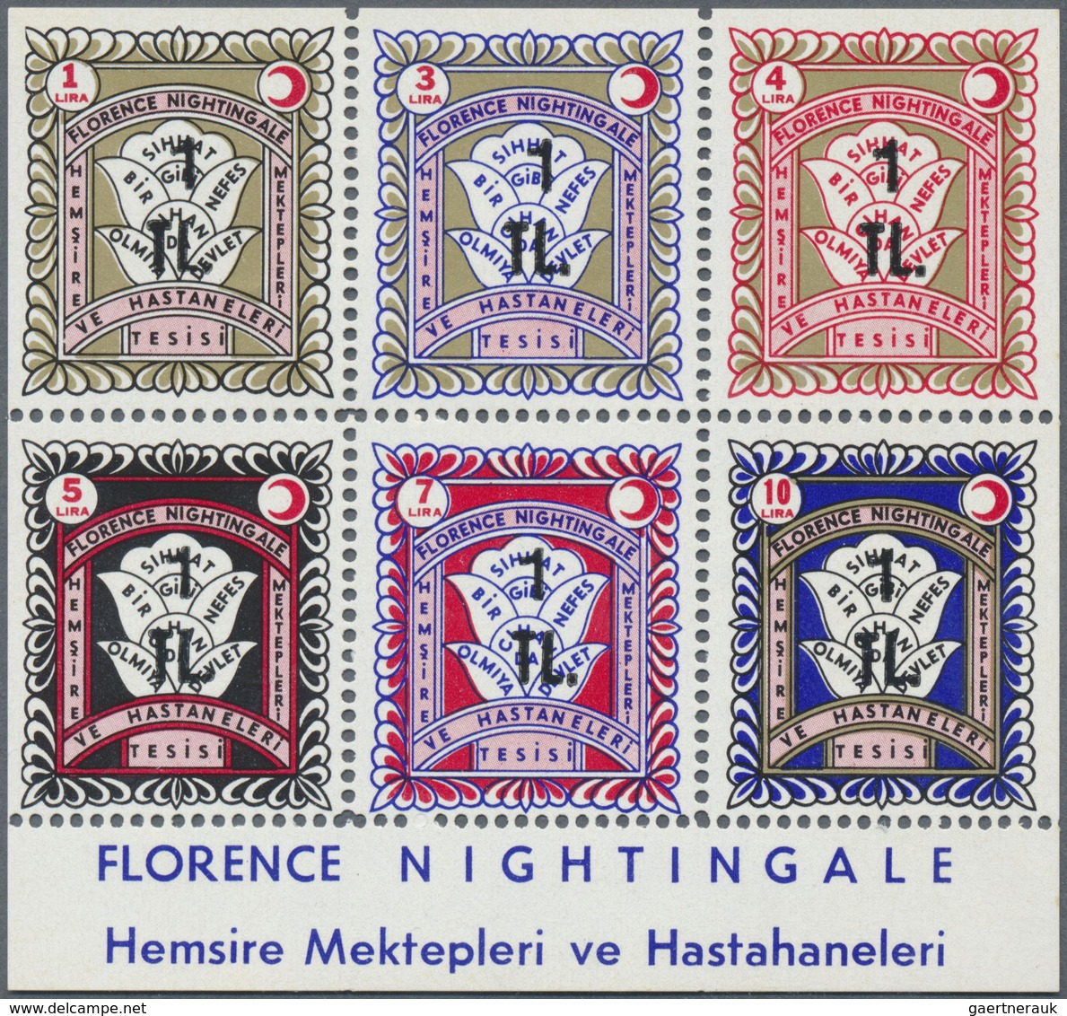 ** Türkei - Zwangszuschlagsmarken Für Den Roten Halbmond: 1962, 1 TL Overprinted S/S Florence Nightinga - Timbres De Bienfaisance