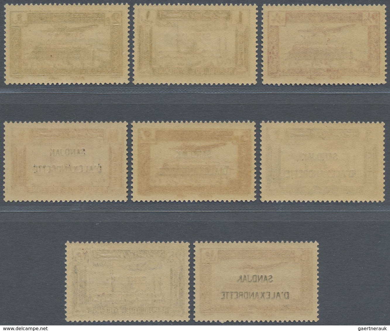 ** Türkei - Alexandrette: 1938, Syrian Airmail Stamps With Opt. 'SANDJAK D'ALEXANDRETTE' Complete Set, - Lettres & Documents