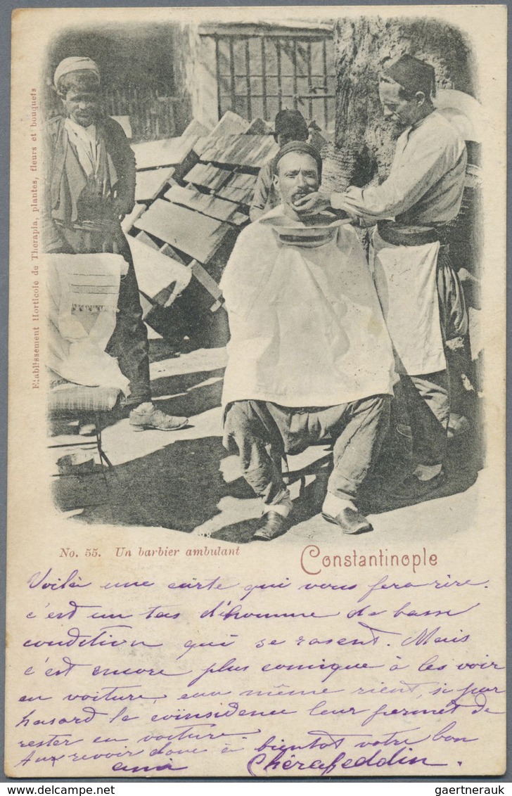 Türkei - Stempel: 1900, Postcard Bearing 20 Pa. Violet Tied By Clear Oval Barred "MAKRIKEUI" In Blue - Autres & Non Classés