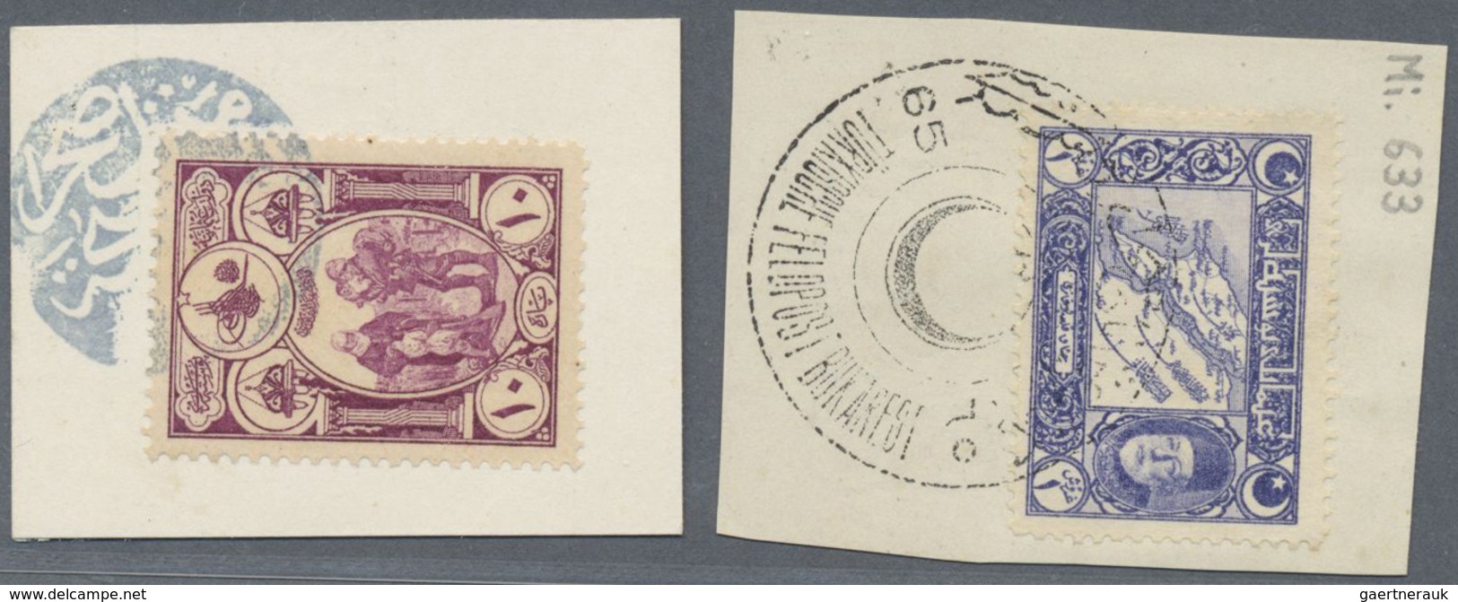 Brfst Türkei - Stempel: 1917 (ca.) Zwei Briefstücke Mit "TÜRKISCHE FELDPOST BUKAREST 65" Und Negativstempe - Autres & Non Classés