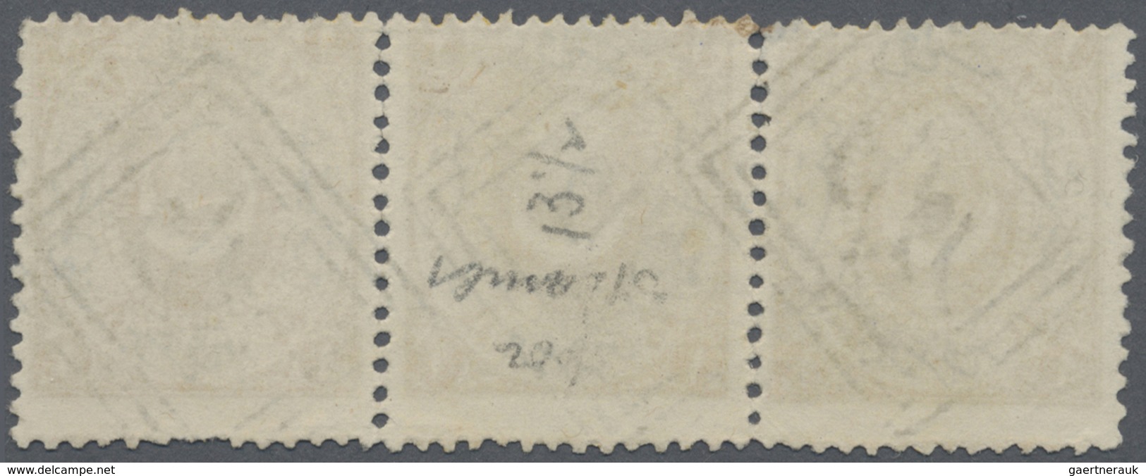 O Türkei - Stempel: 1869, 1 Ghr. Yellow In Superb Stripe Of Three With 3x Ideal Clear Boxed "VAPUR" (P - Andere & Zonder Classificatie