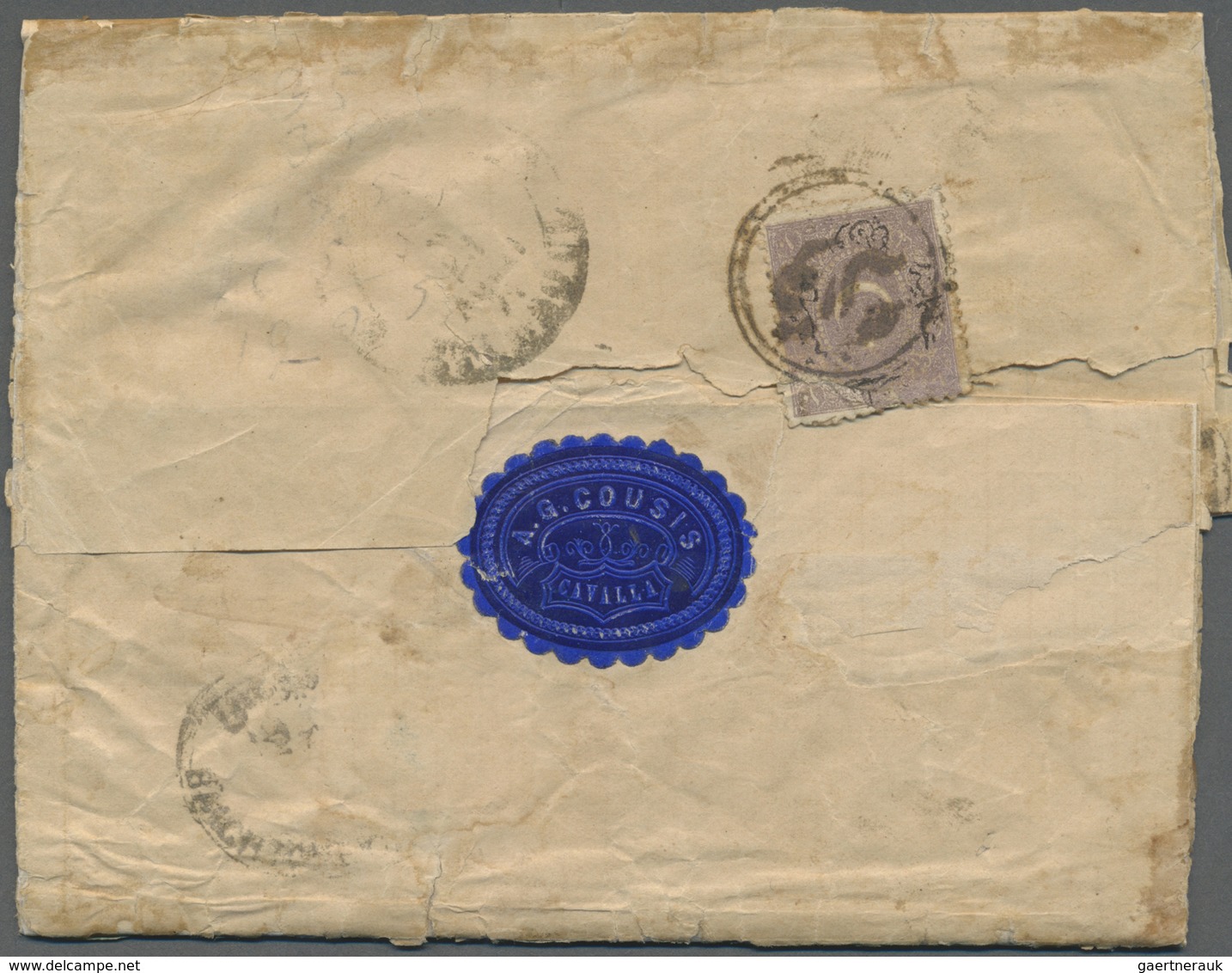 Br Türkei - Stempel: "CAVALLA" Arabic Double-cds Without Date On Duloz 1875, 10 Pa Lilac B/s On Folded - Other & Unclassified