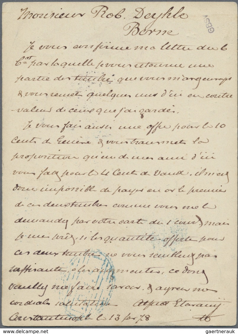 GA Türkei - Stempel: 1878, 20 Para Violet Postal Stationery Card Tied By Barred Oval "P.I.O." In Blue, - Andere & Zonder Classificatie