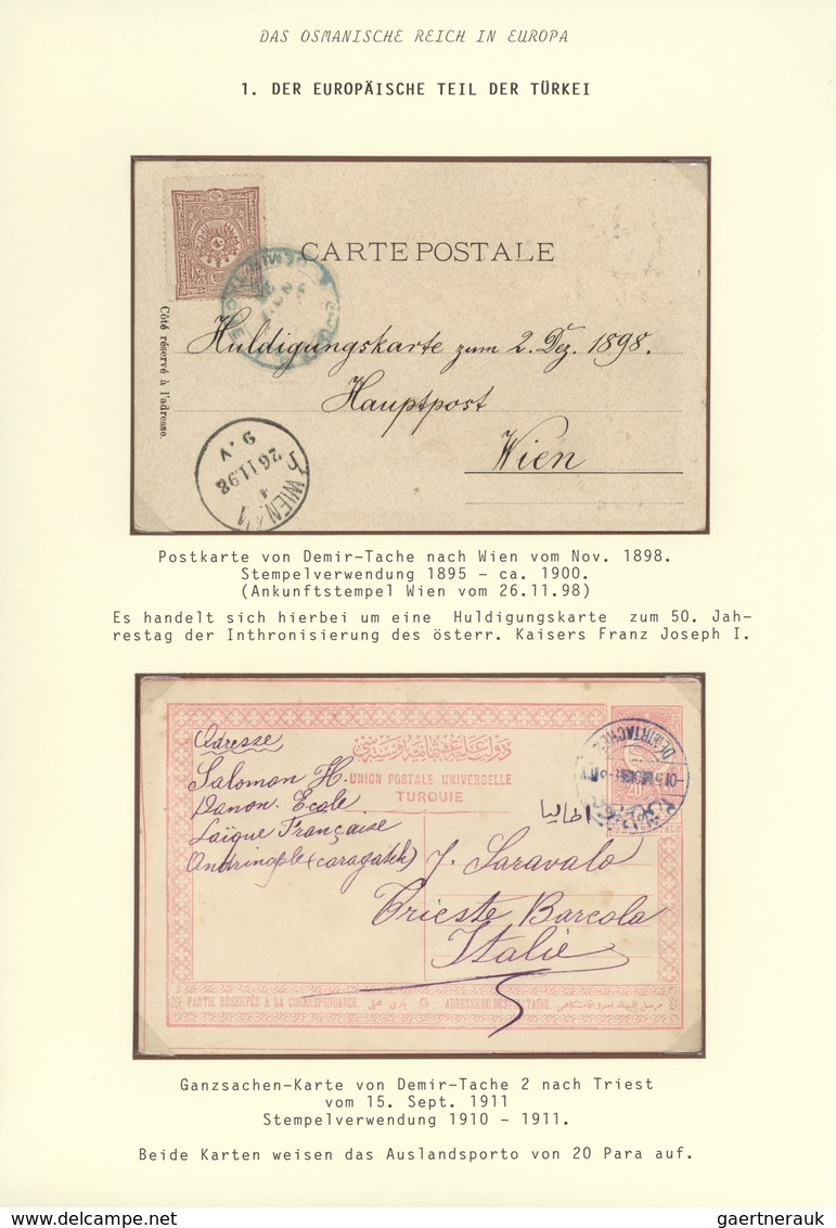 Br/GA Türkei - Stempel: 1898-1909, "DEMIR-TACHE" Three Different Cancellations On Three Cards, Fine And Cl - Other & Unclassified