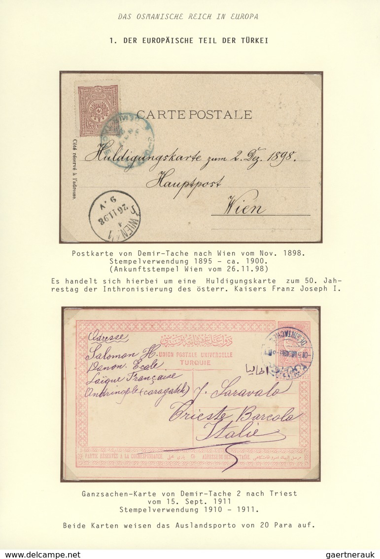 Br/GA Türkei - Stempel: 1898-1909, "DEMIR-TACHE" Three Different Cancellations On Three Cards, Fine And Cl - Autres & Non Classés