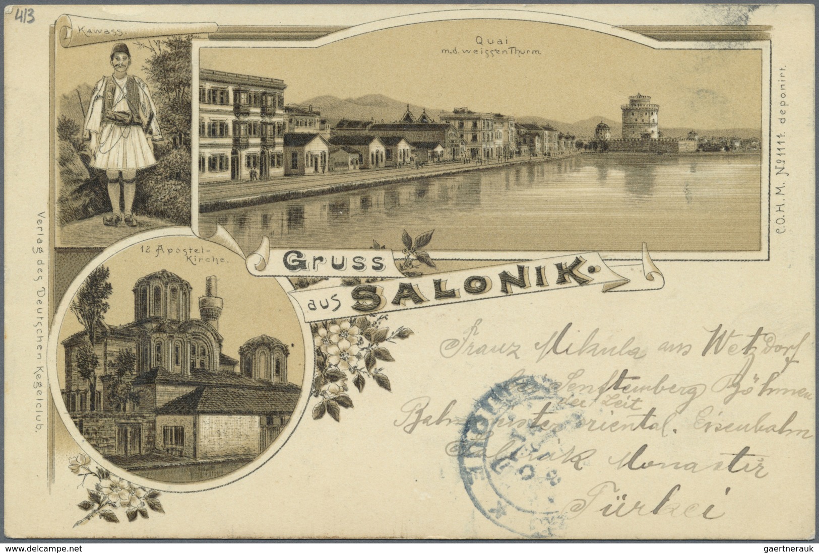 Türkei - Stempel: 1898, 20p. Postcard, From Saloniki To Vienna, Tied By All Arabic "MANASTIR CIHETI - Autres & Non Classés